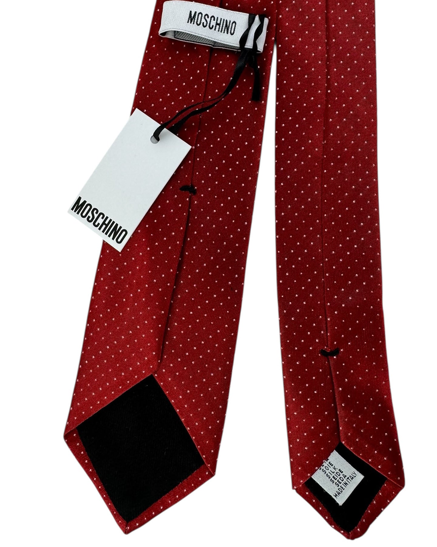 Moschino Silk Tie Dark Red Micro Dots