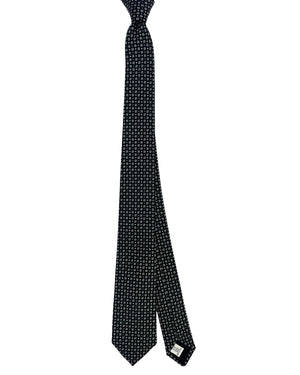 Moschino Silk Tie Black Silver Geometric Design