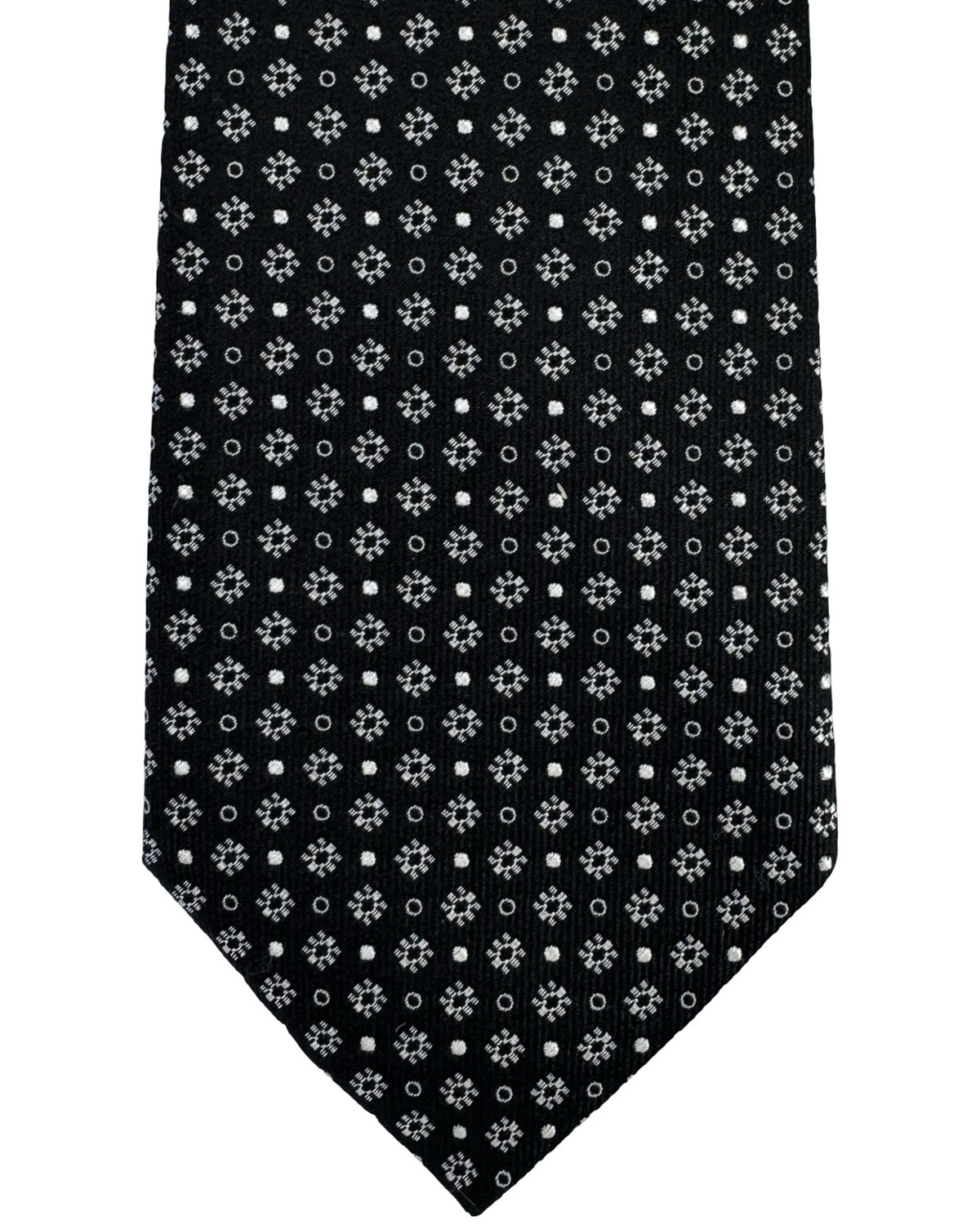 Moschino Silk Tie Black Silver Geometric Design