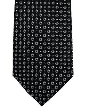 Moschino Silk Tie Black Silver Geometric Design