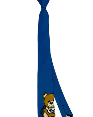 Moschino Silk Tie Blue Toy Bear Design