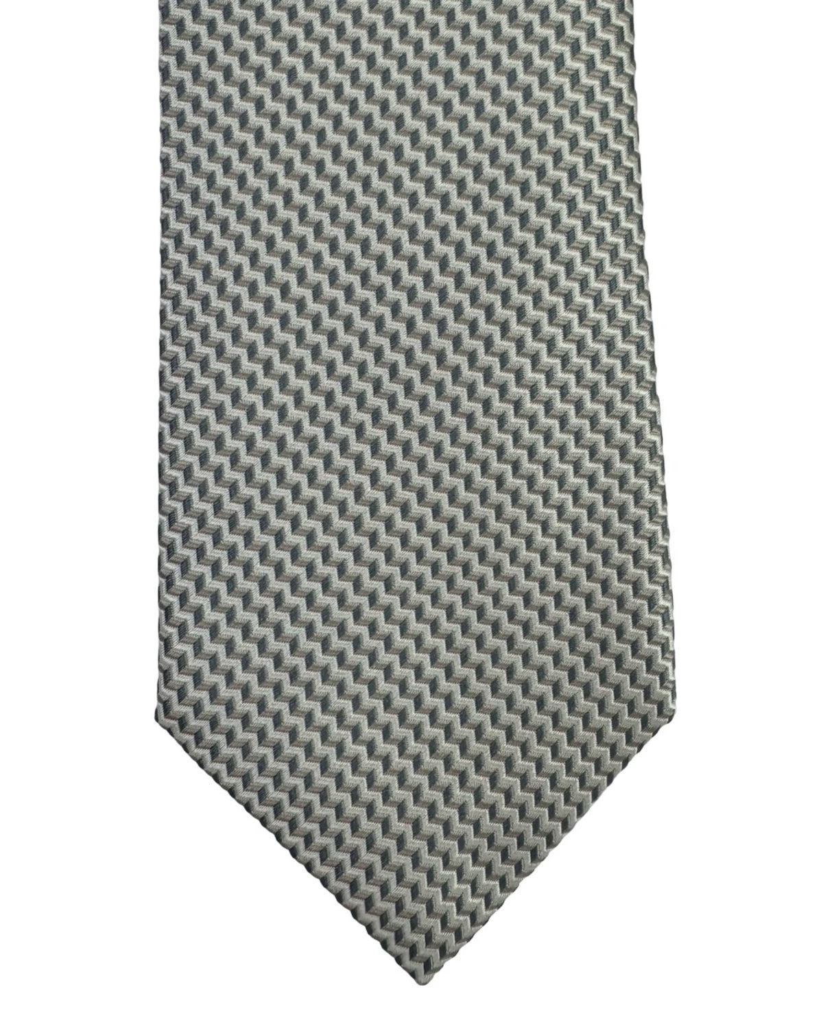 Moschino Silk Tie Grey Silver Chevron Design