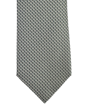 Moschino Silk Tie Grey Silver Chevron Design