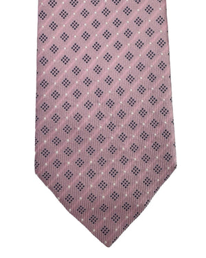 Moschino Silk Tie Pink Navy Silver Geometric Design