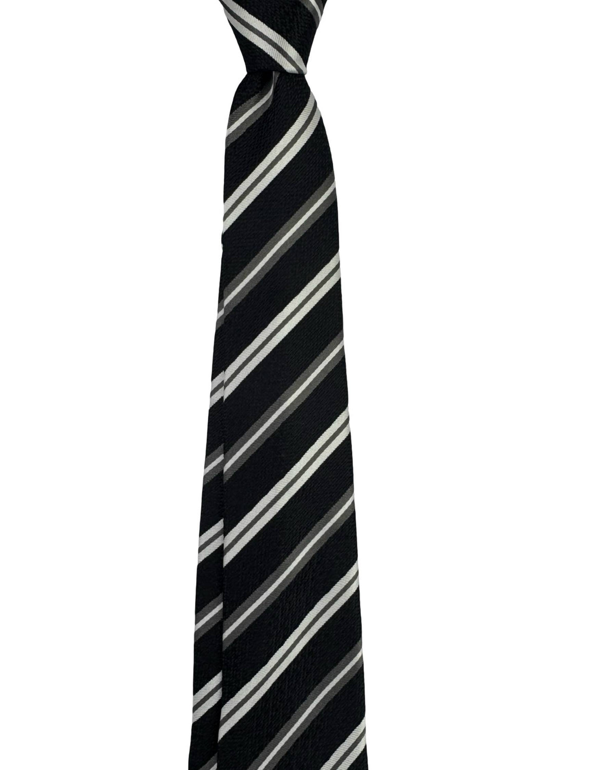 Moschino Tie Black Grey Silver Stripes