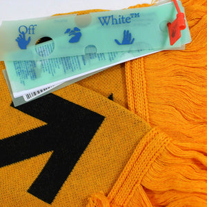 Off-White Scarf Orange Black Logo Design - Luxury Designer Shawl FINAL SALE