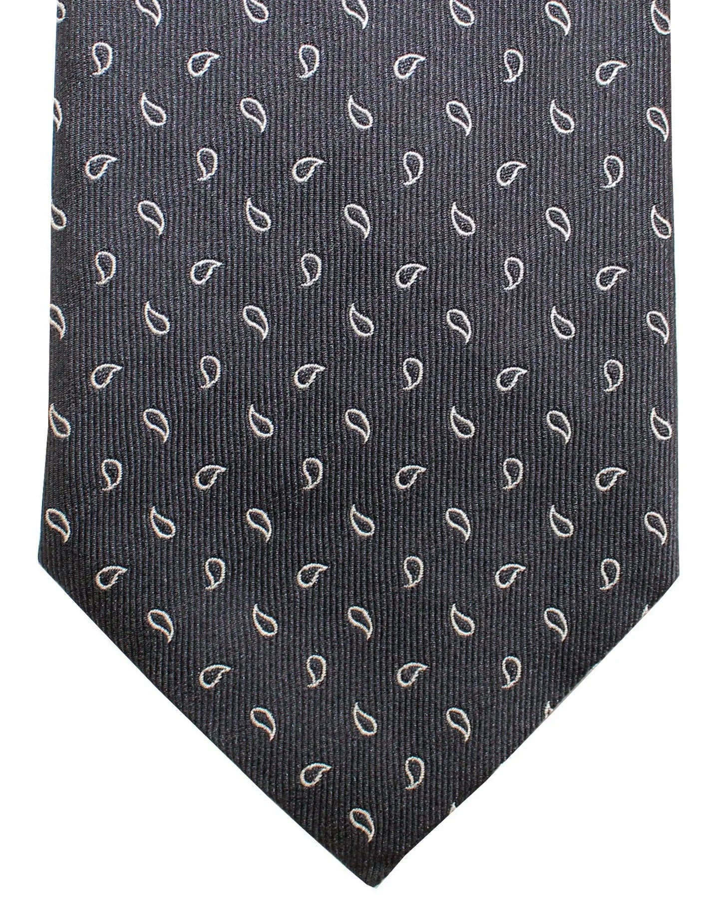 Armani Silk Tie Anthracite Gray Mini Paisley SALE