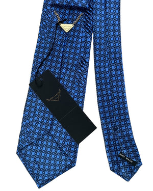 Vitaliano Pancaldi Pleated Silk Tie  Blue Bit Pattern