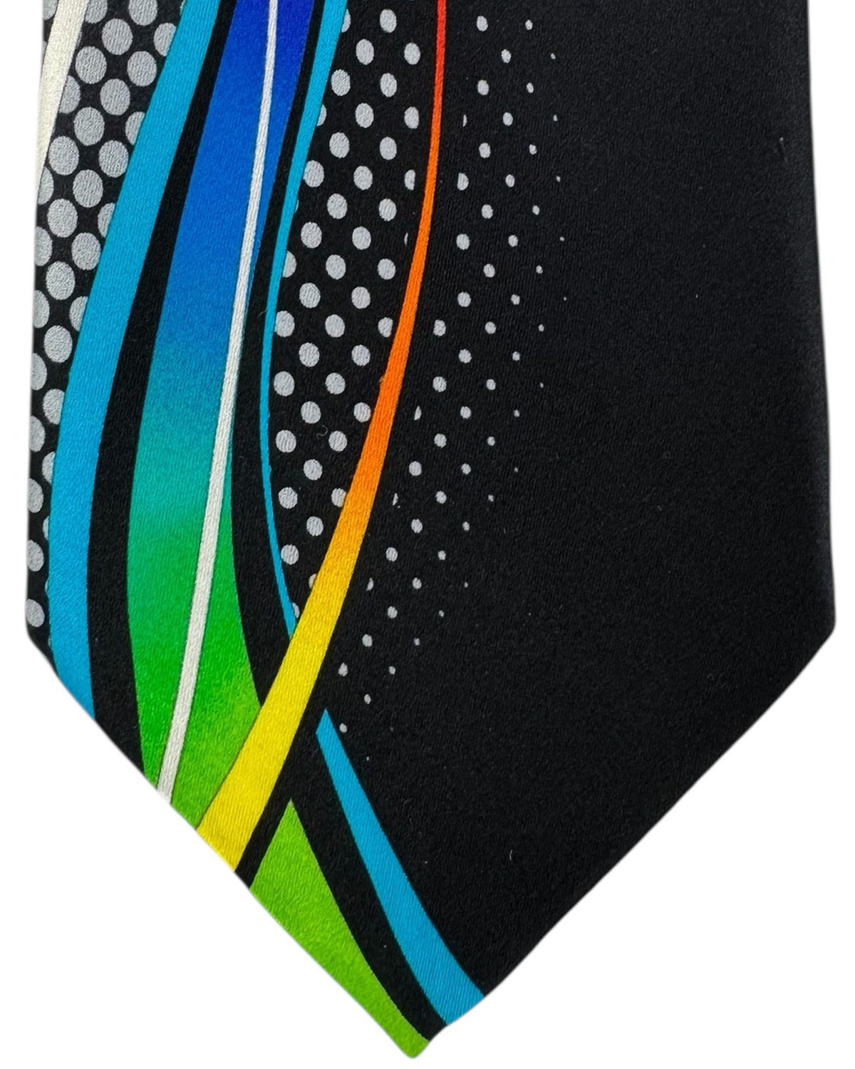 Vitaliano Pancaldi Silk Tie Rainbow Swirl On Black