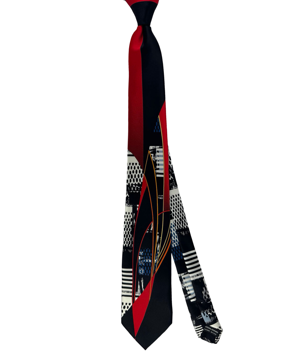 Vitaliano Pancaldi Silk Tie Fire Red Black Abstract