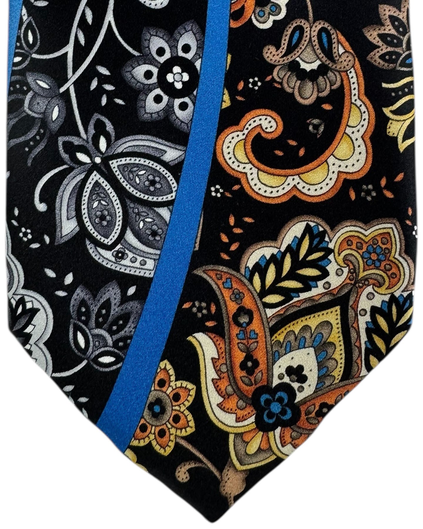 Vitaliano Pancaldi Silk Tie Black With Multicolor Paisley Design