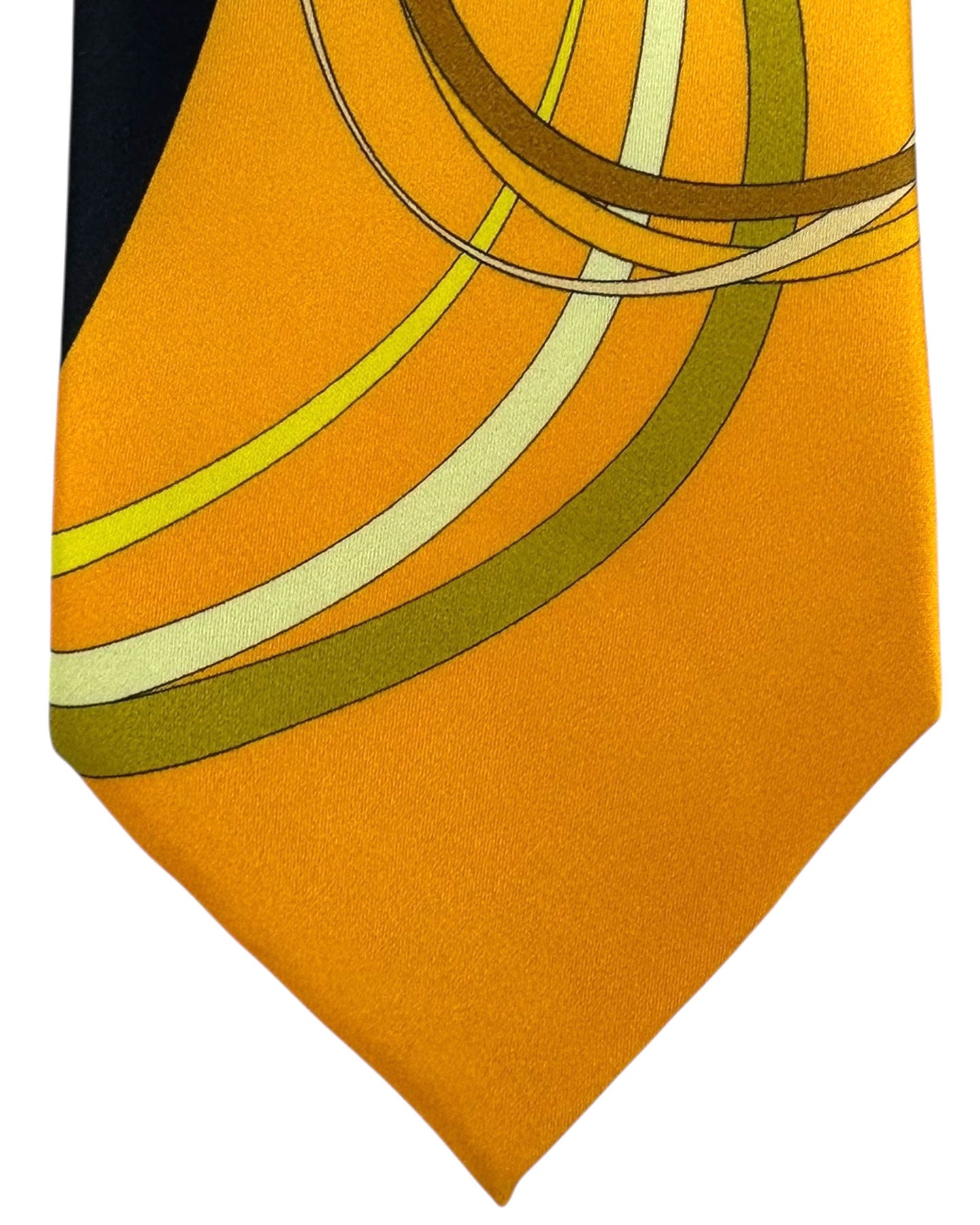Vitaliano Pancaldi Silk Tie Black Orange-Gold Circles