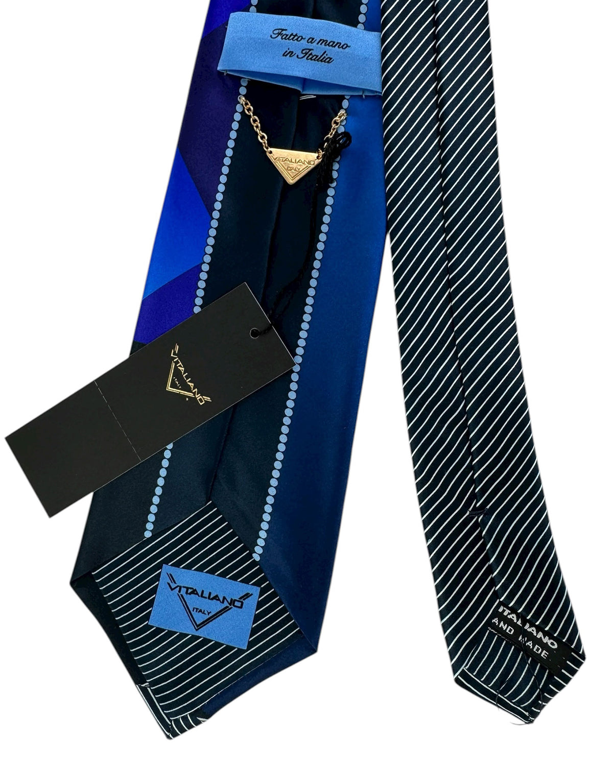 Vitaliano Pancaldi Silk Tie Black Royal Blue Ornamental