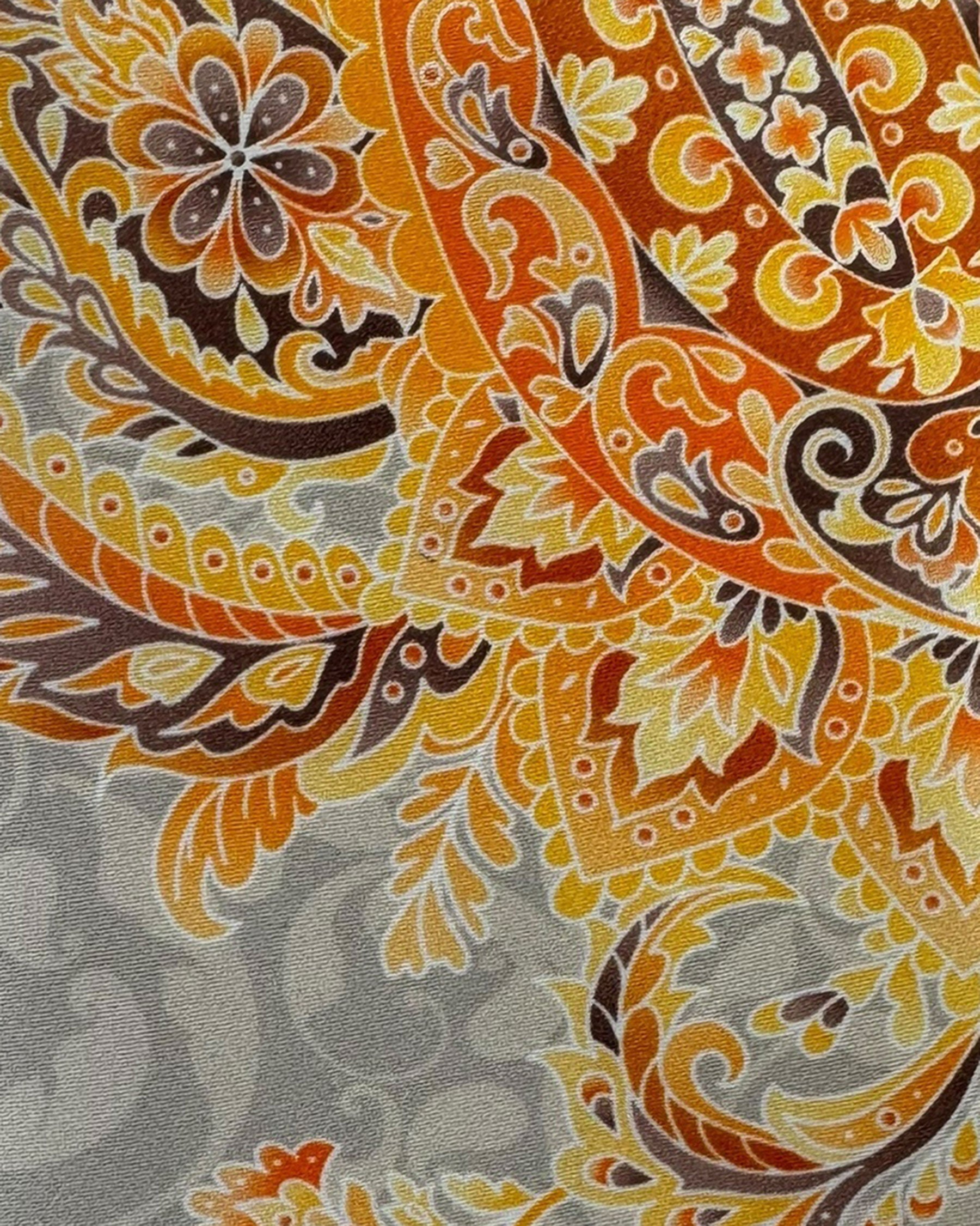 Vitaliano Pancaldi Tie Gray Oversized Orange Paisley