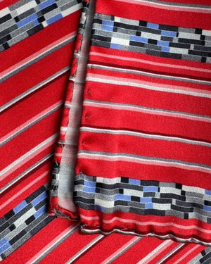 Vitaliano Pancaldi Silk Pocket Square Red Stripes SALE