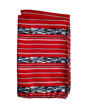 Vitaliano Pancaldi Silk Pocket Square Red stripes
