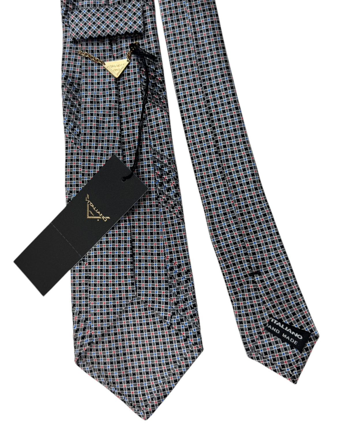 Vitaliano Pancaldi Pleated Silk Tie Black Gray Red Royal Blue SALE