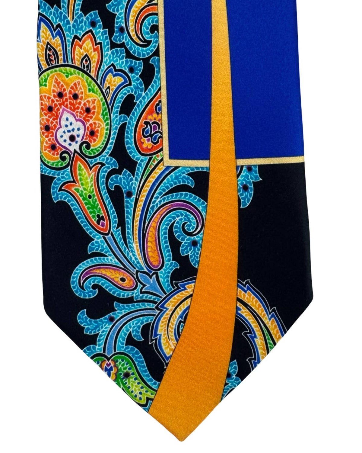 Vitaliano Pancaldi Silk Tie Black Orange Blue Floral 