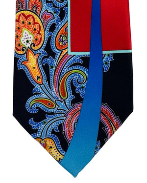 Vitaliano Pancaldi Silk Tie Black Red Blue Floral
