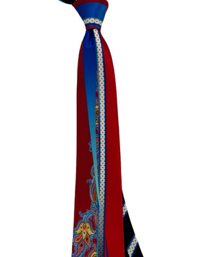 Vitaliano Pancaldi Silk Tie Black Red Blue Floral
