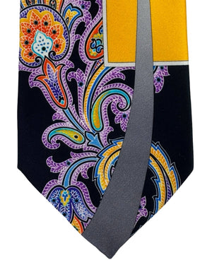Vitaliano Pancaldi Silk Tie Black Grey Orange Floral