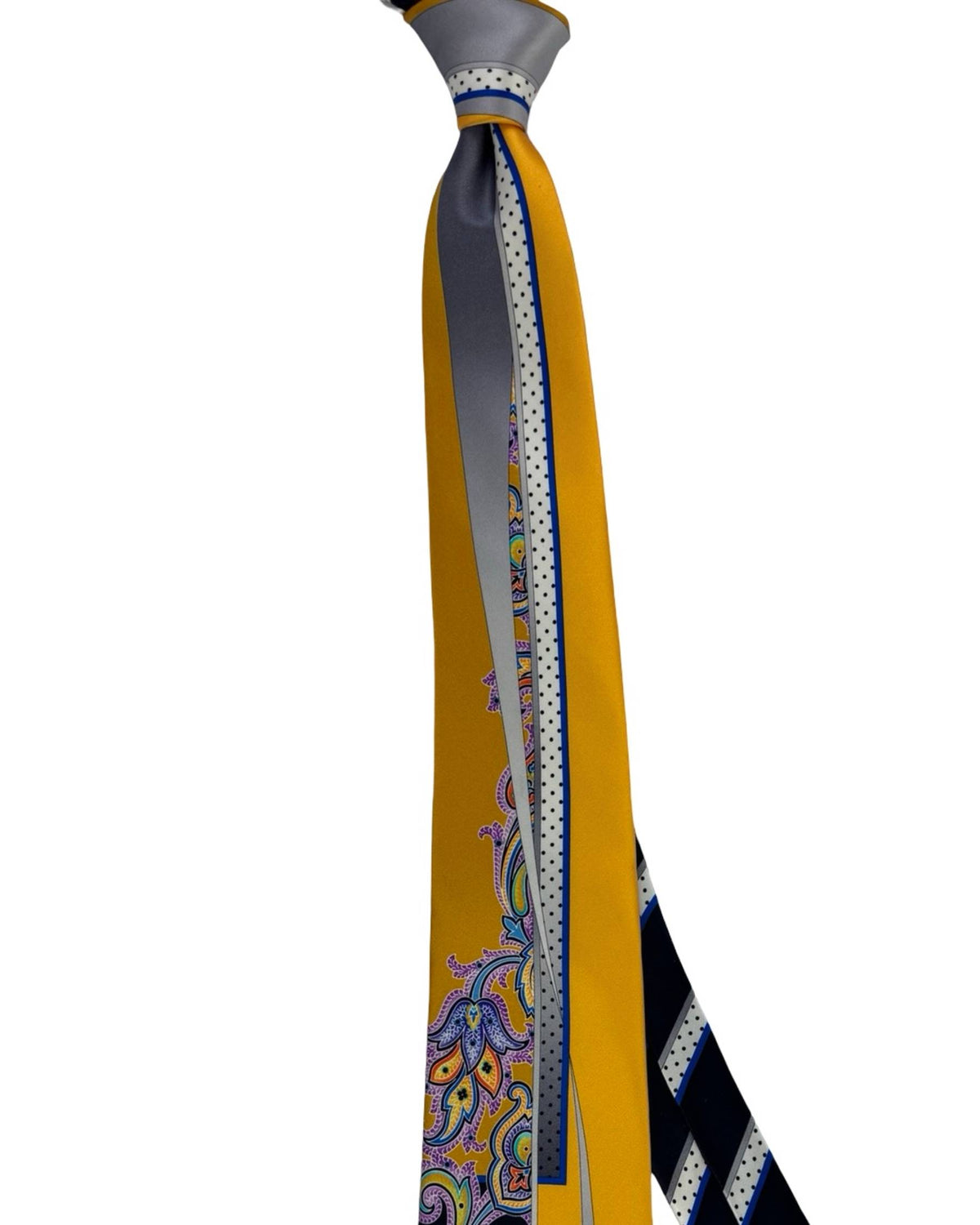 Vitaliano Pancaldi Silk Tie Black Grey Orange Floral