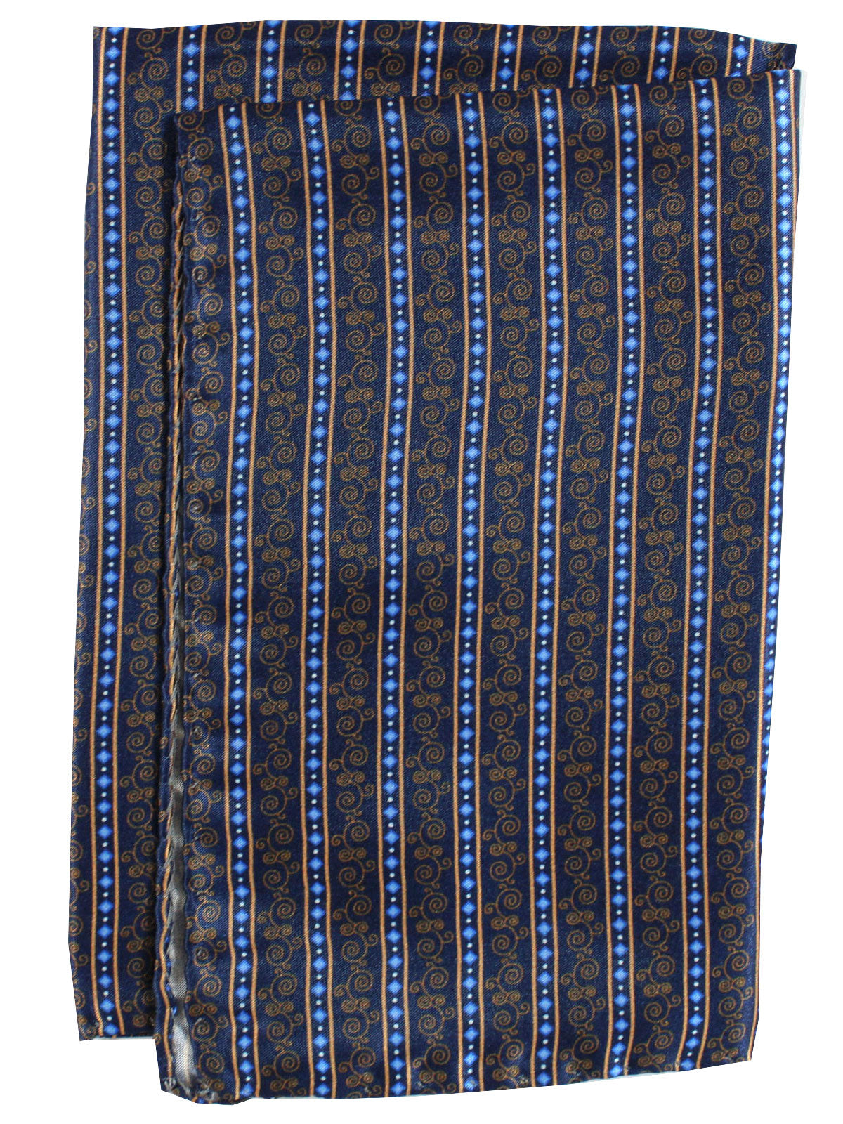 Vitaliano Pancaldi Pocket Square Dark Blue Royal Copper Stripes Ornamental