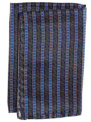 Vitaliano Pancaldi Pocket Square Dark Blue Royal Copper Stripes Ornamental