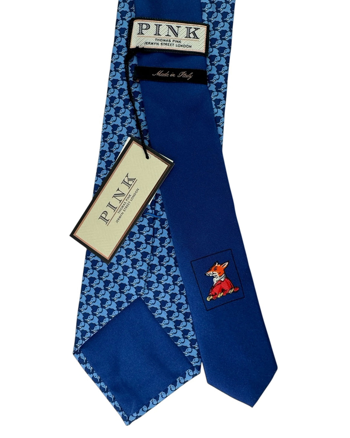 Thomas Pink Tie Navy Blue Elephant Novelty Design