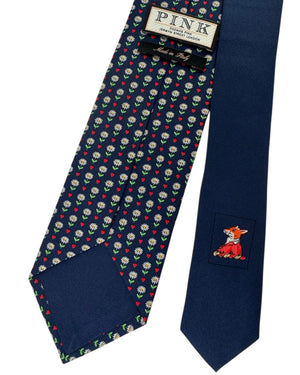 Thomas Pink Tie Navy Mini Flowers - Novelty Design SALE