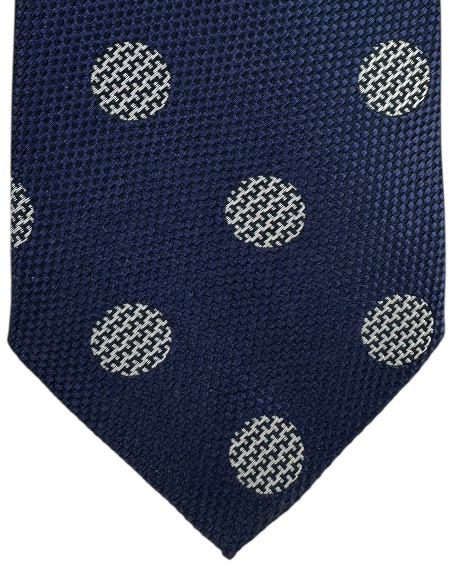 Thomas Pink Tie Navy Blue Textured Polka Dots FINAL SALE