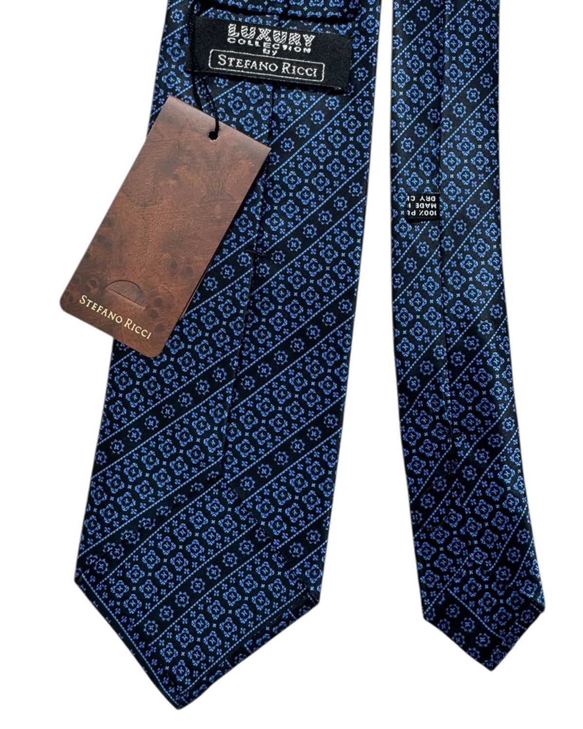 Stefano Ricci Tie Navy Blue Ornamental Stripe