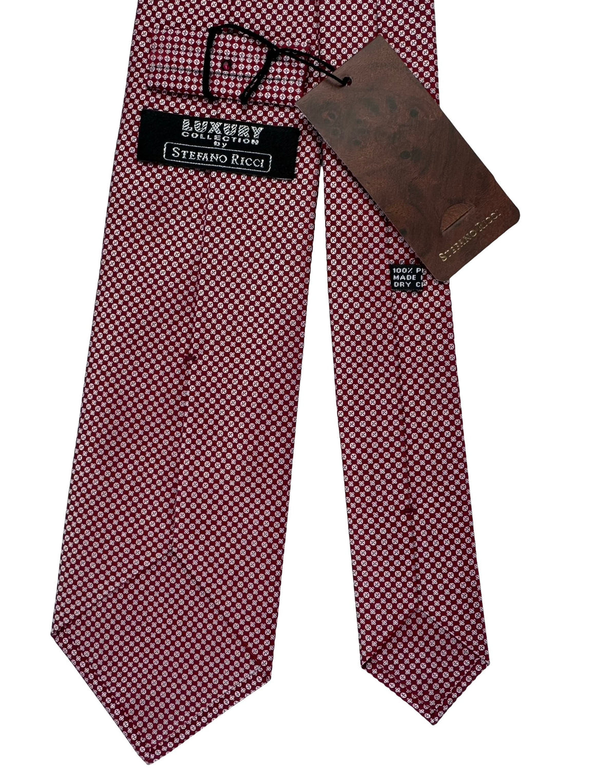 Stefano Ricci Tie Burgundy And White Micro Medallion Pattern