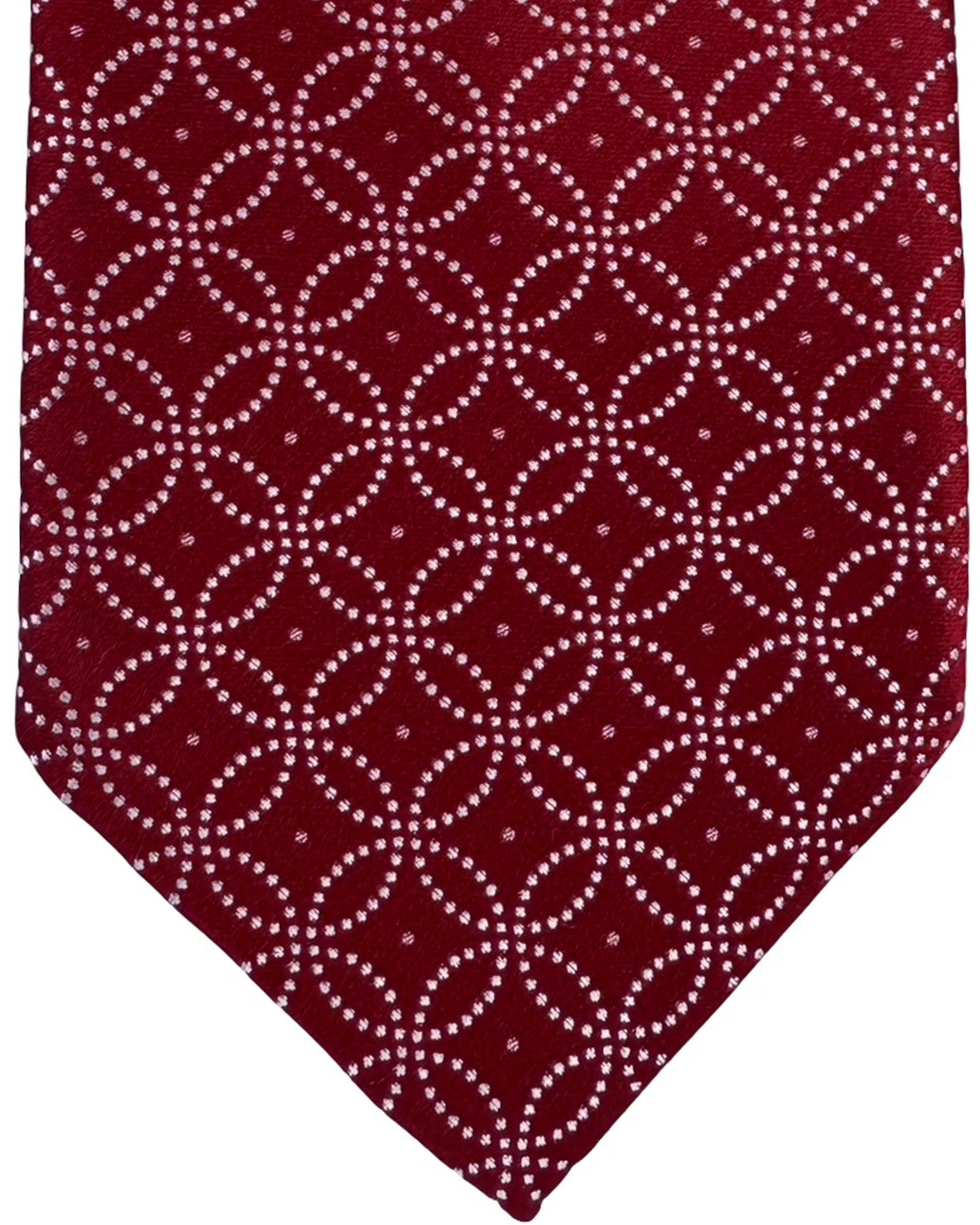 Stefano Ricci Tie Red And White Geometric Lattice Pattern