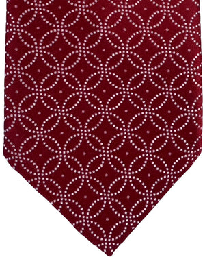 Stefano Ricci Tie Red And White Geometric Lattice Pattern