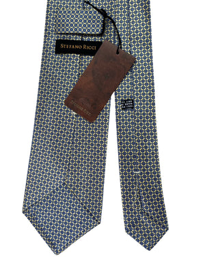 Stefano Ricci Tie Cream And Blue Micro Diamond Pattern