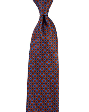 Stefano Ricci Tie Rust Orange Blue Medallion Pattern