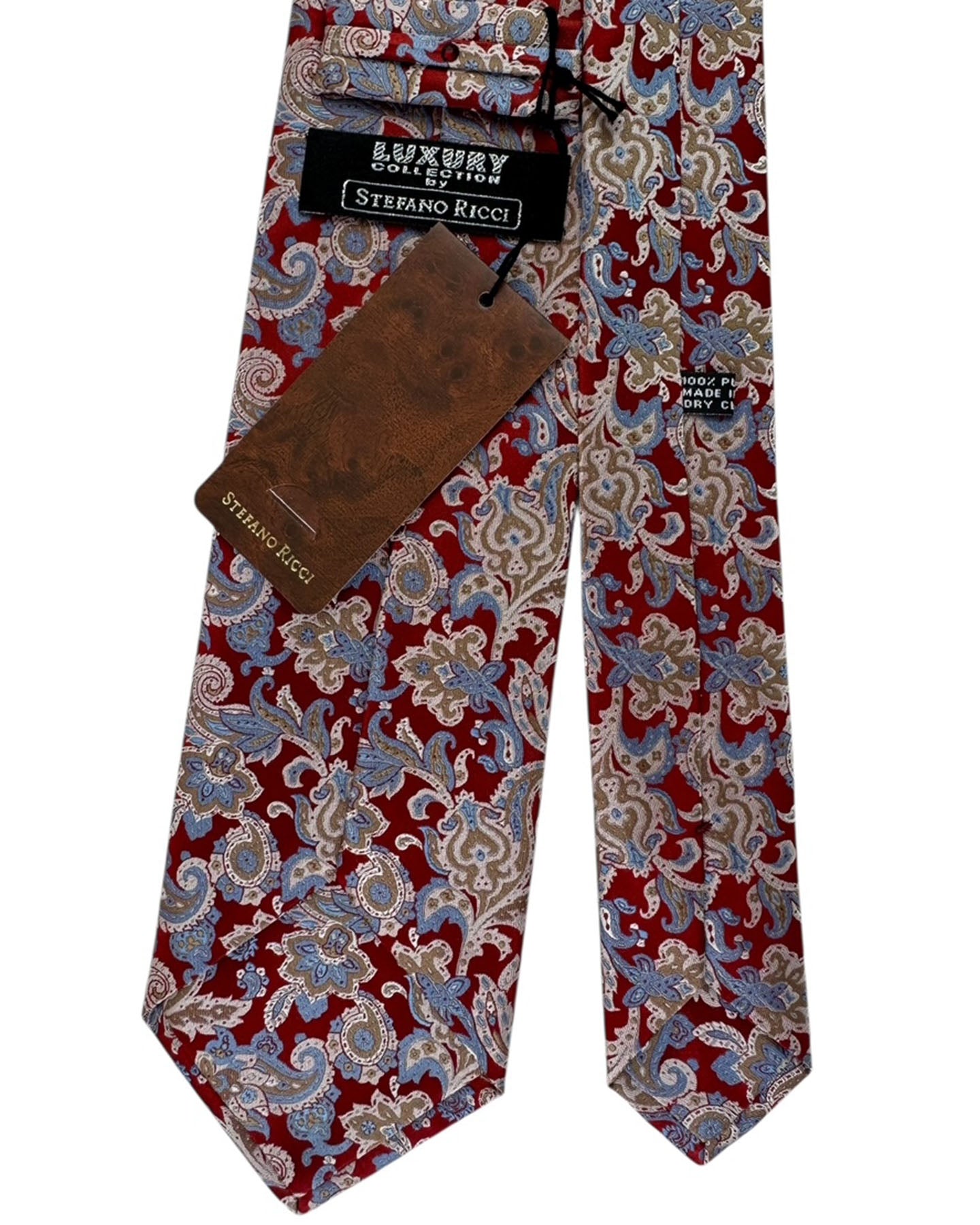 Stefano Ricci Silk Tie Midnight Red Blue Paisley Floral Pattern