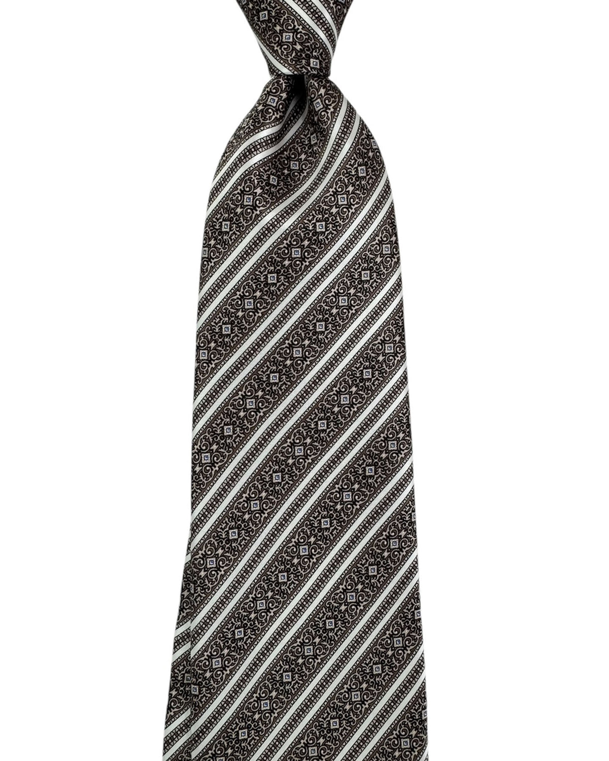 Stefano Ricci Tie Gray Bronze Silver Patterned Stripes
