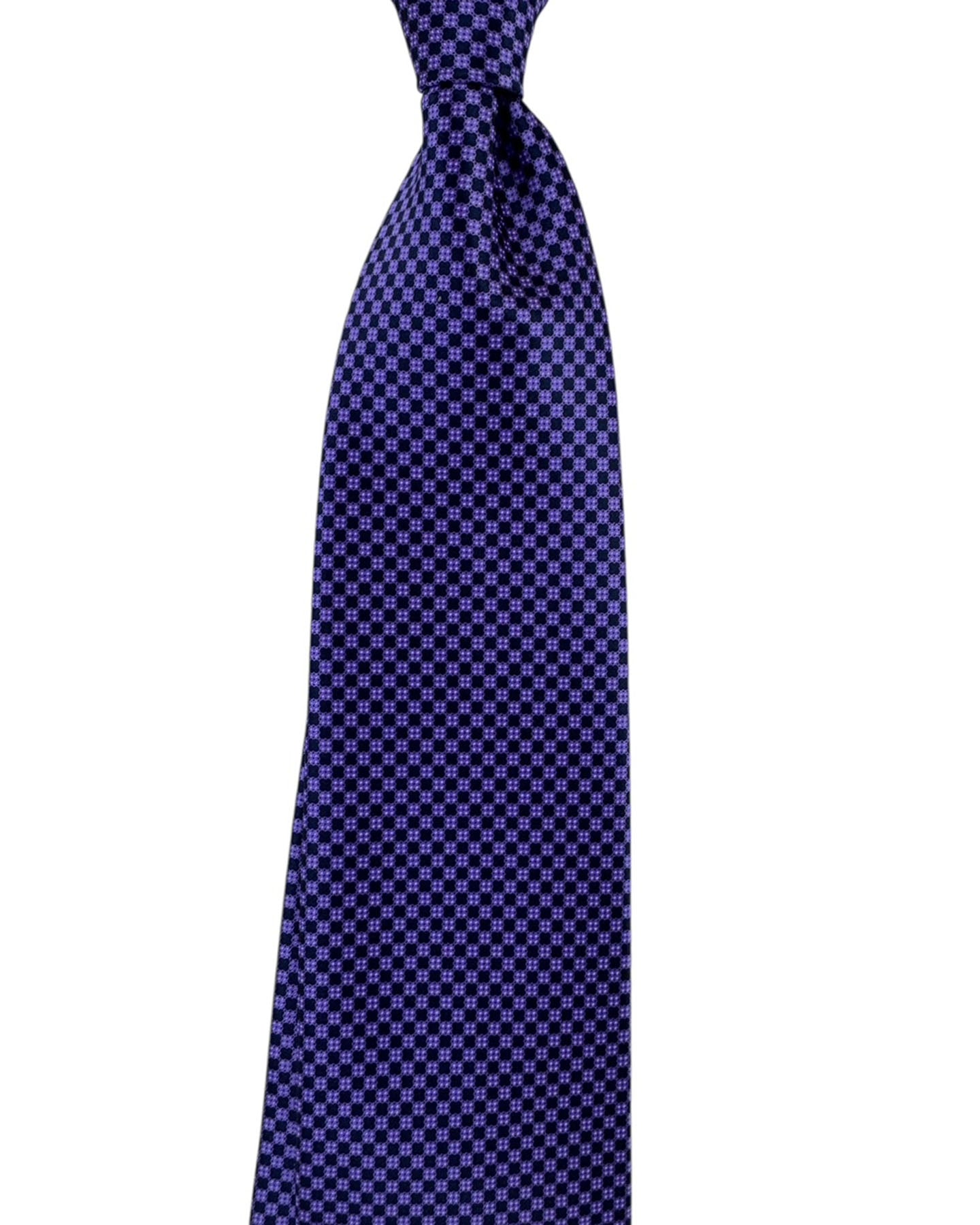Stefano Ricci Silk Tie Purple Navy Mini Check