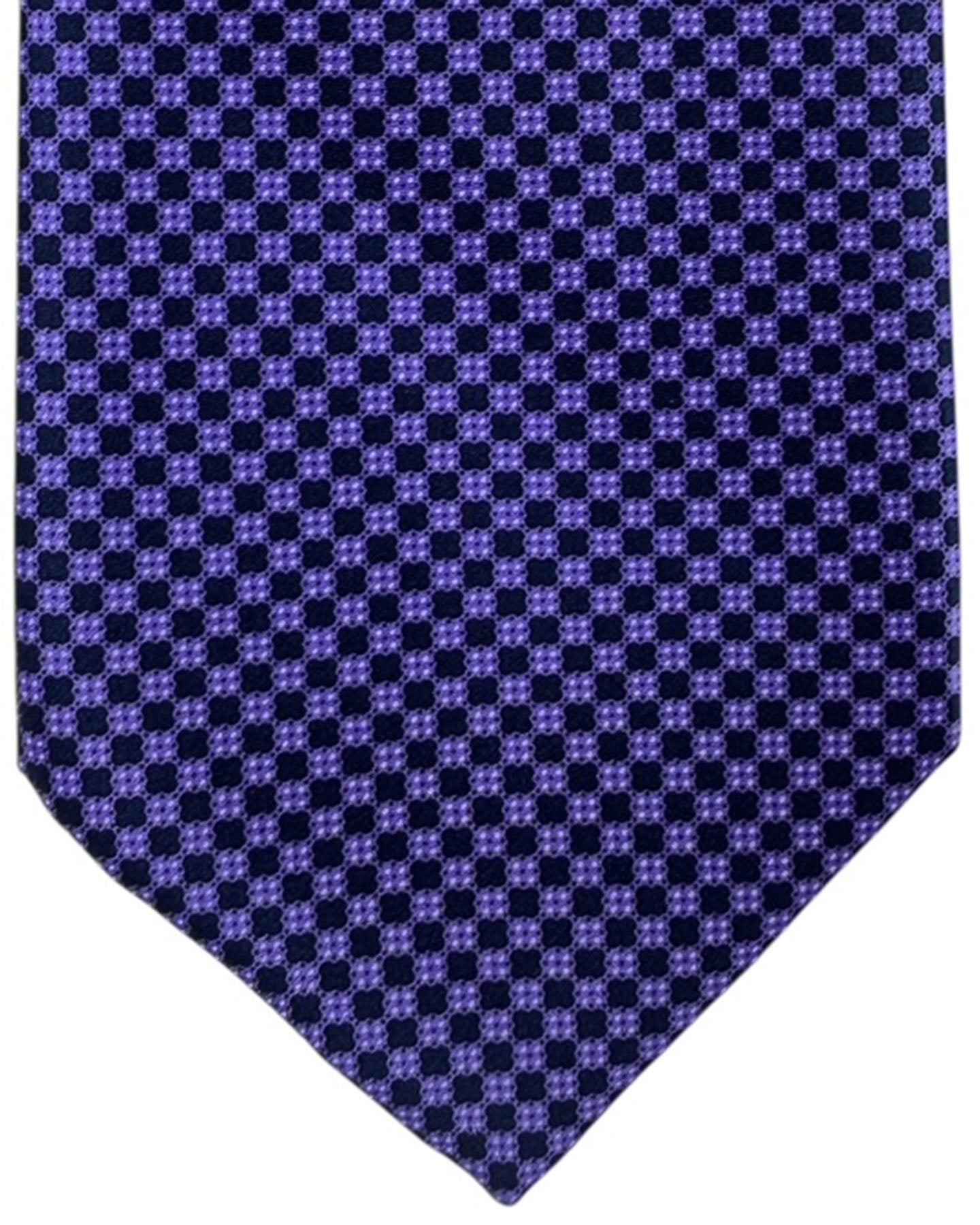 Stefano Ricci Silk Tie Purple Navy Mini Check