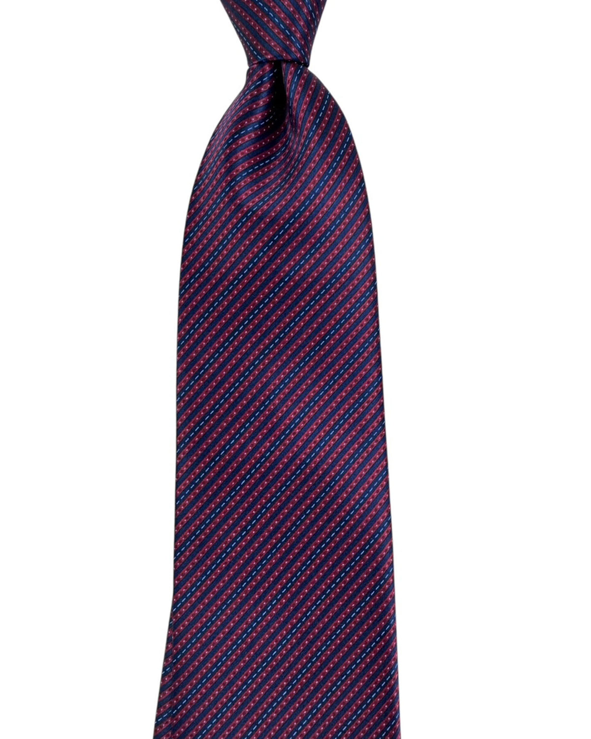 Stefano Ricci Tie Midnight Blue Bordeaux Stripes