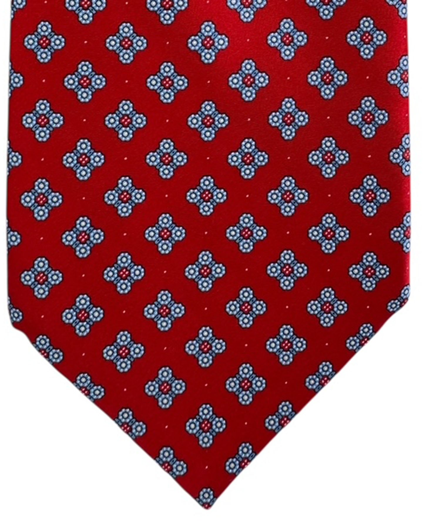 Stefano Ricci Silk Tie Red Blue Mini Flower Cluster