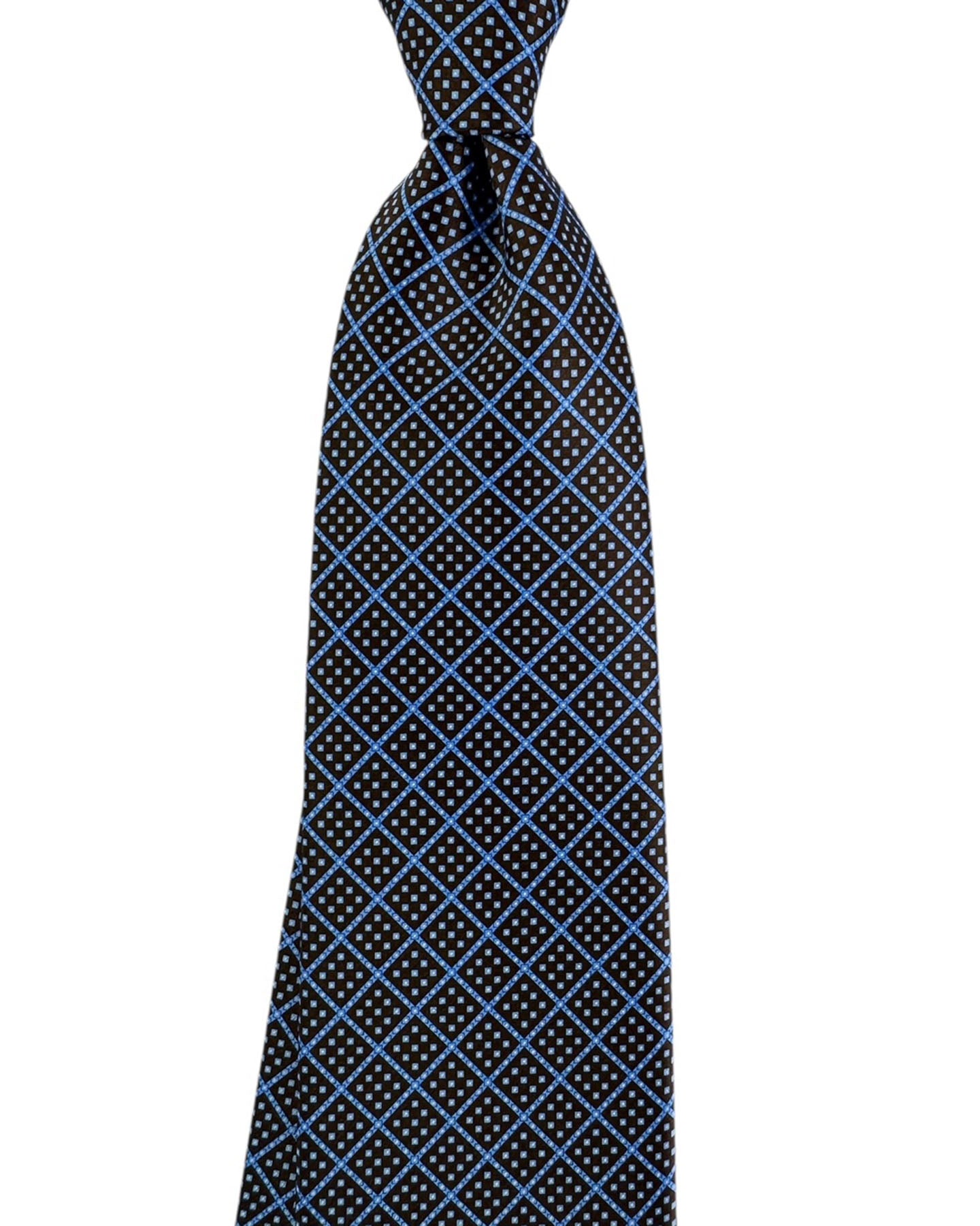 New Stefano Ricci Tie Dark Brown Royal Blue 