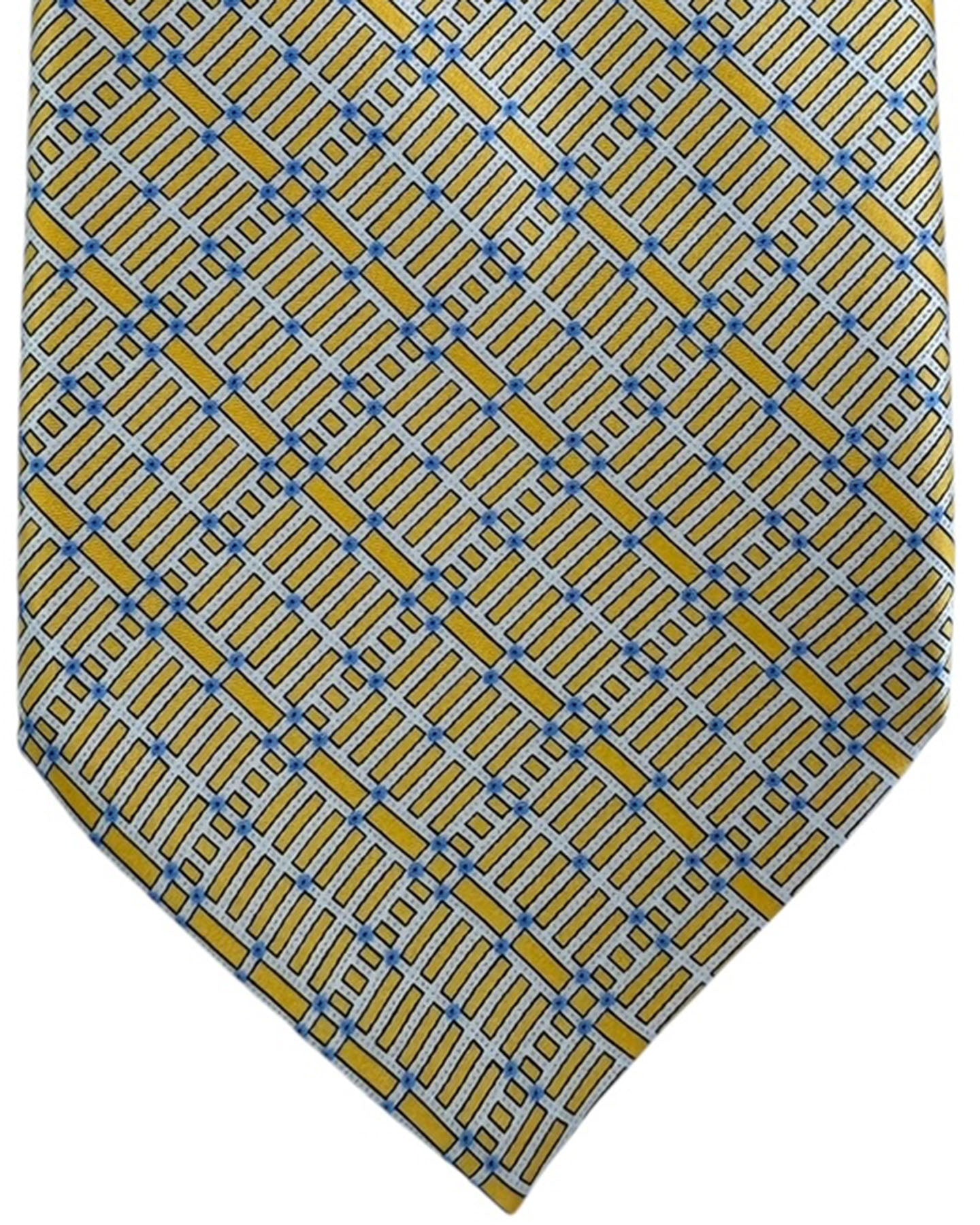 Stefano Ricci Silk Tie Silver Orange-Gold Blue Pattern