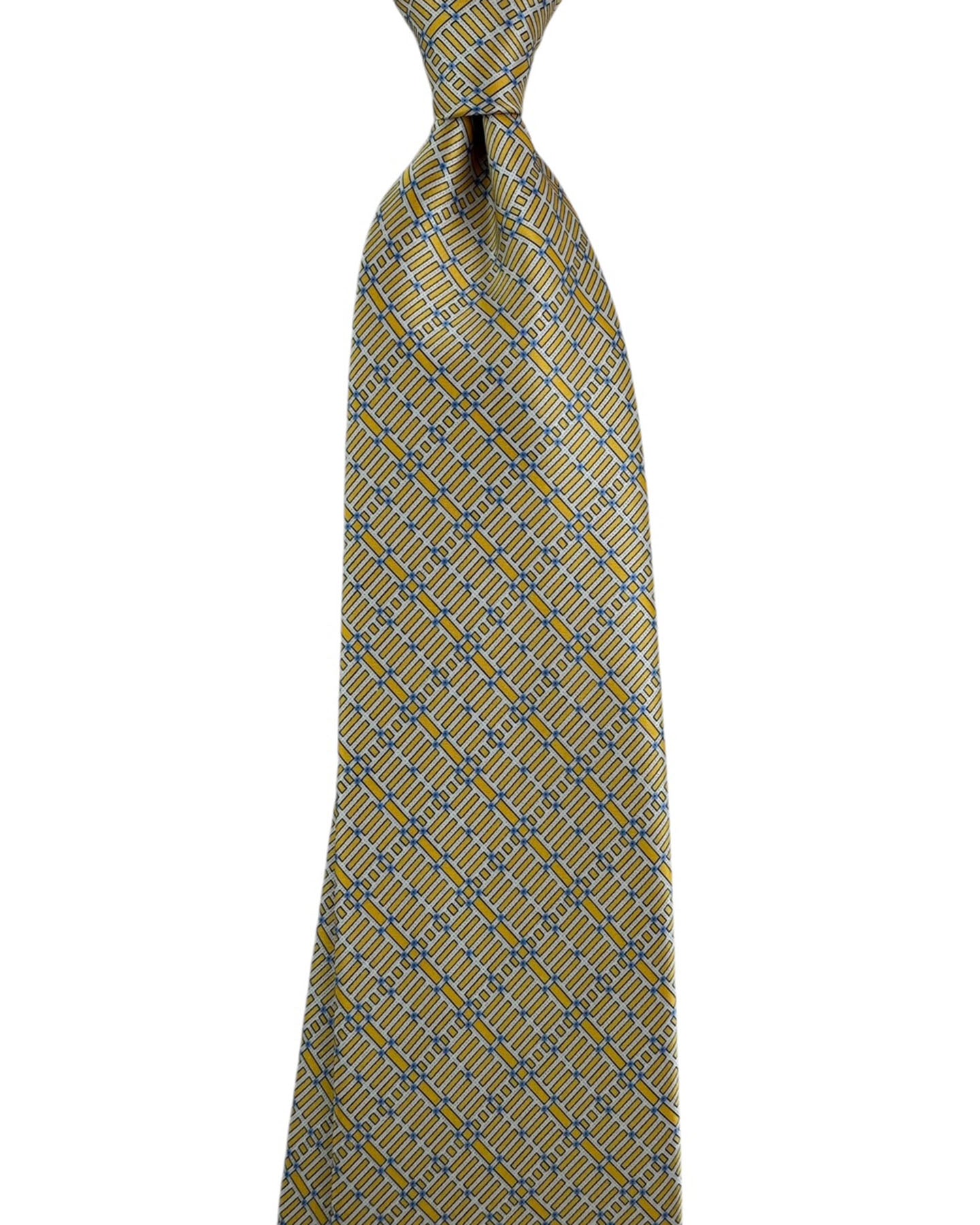 Stefano Ricci Silk Tie Silver Orange-Gold Blue Pattern