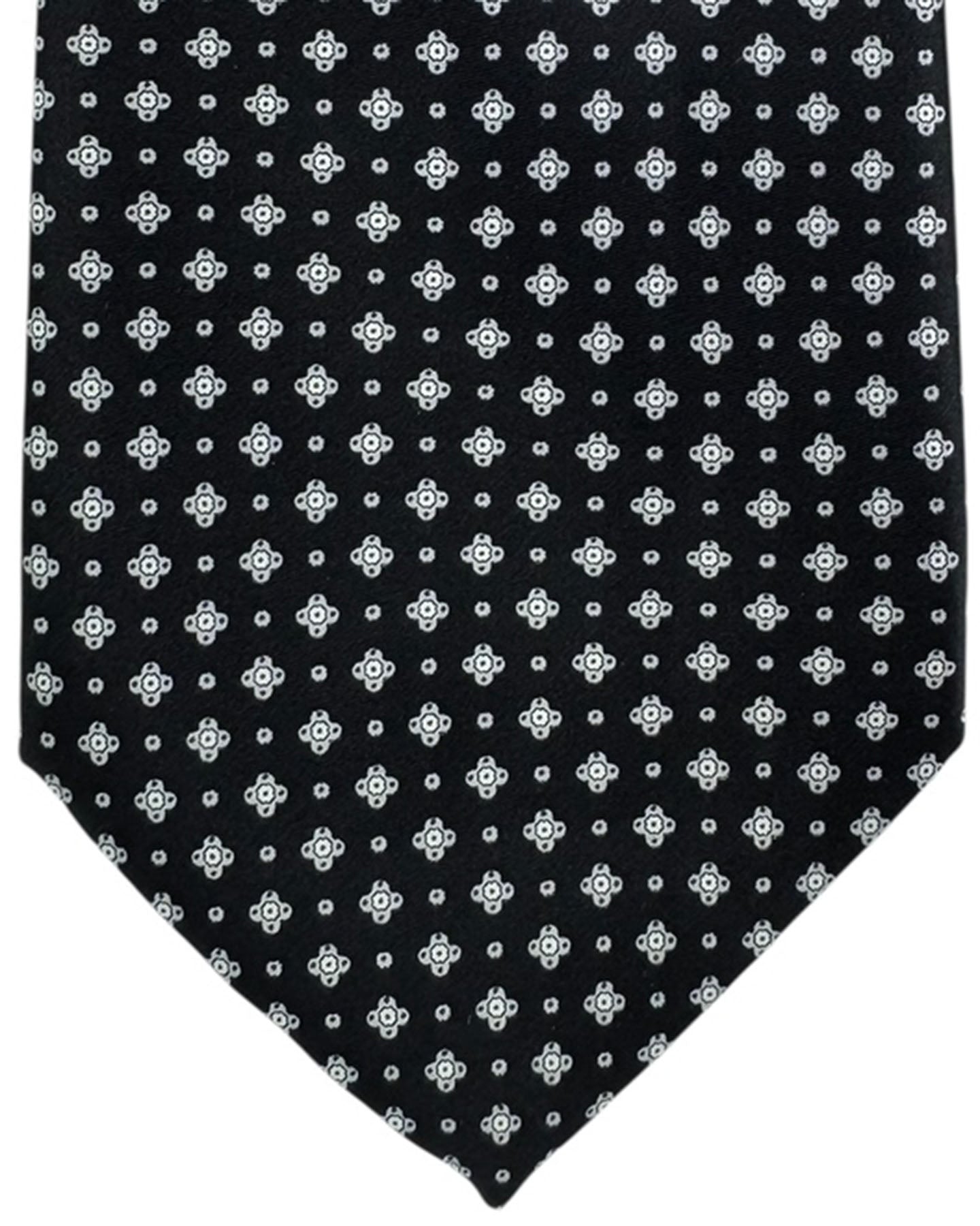 Stefano Ricci Silk Tie Black Silver Geometric Design