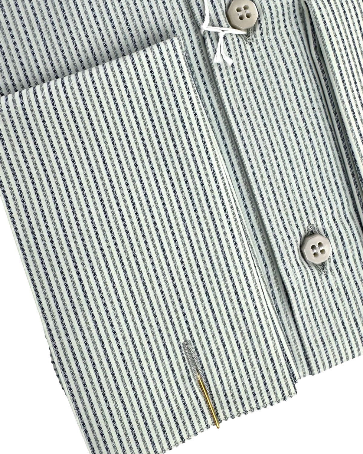 Stefano Ricci Shirt French Cuffs Gray Stripes New