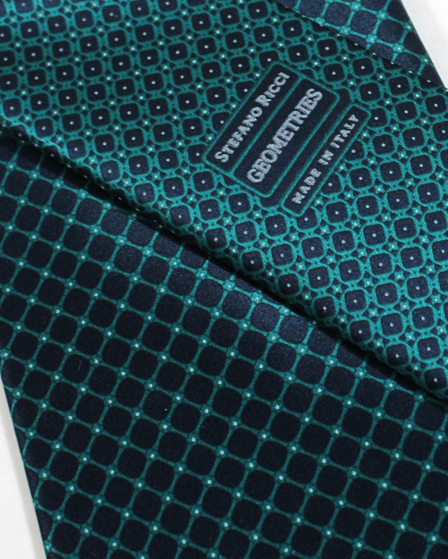 Stefano Ricci Silk Tie Black Emerald Green Check - Geometries
