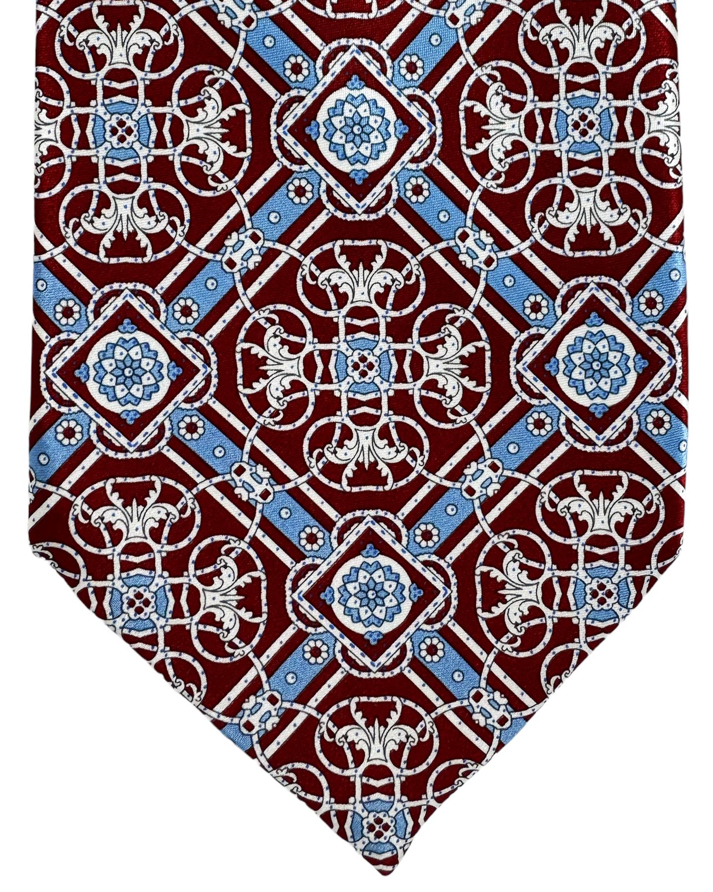 Stefano Ricci Silk Tie Dark Red Blue Design